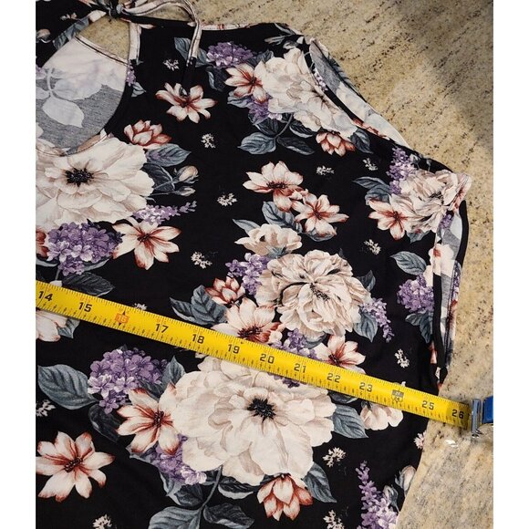 New! Torrid Size 1X Super Soft Knits Black Floral Cold Shoulder Top Rayon Blend - Picture 3 of 13